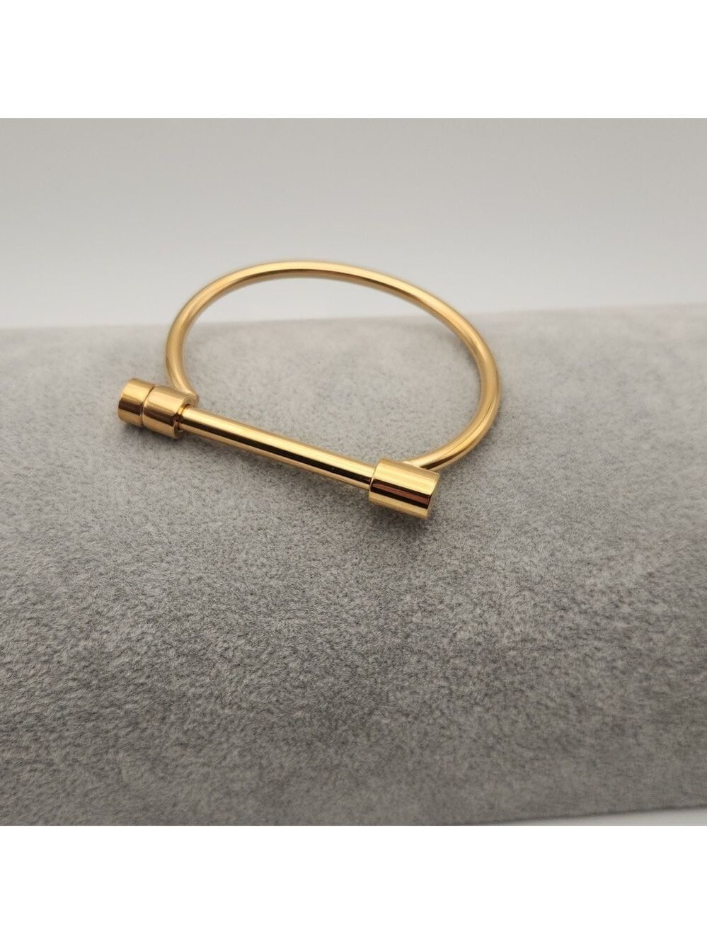 18k Gold Plated D Shape Screw Cuff Luxury Bangle